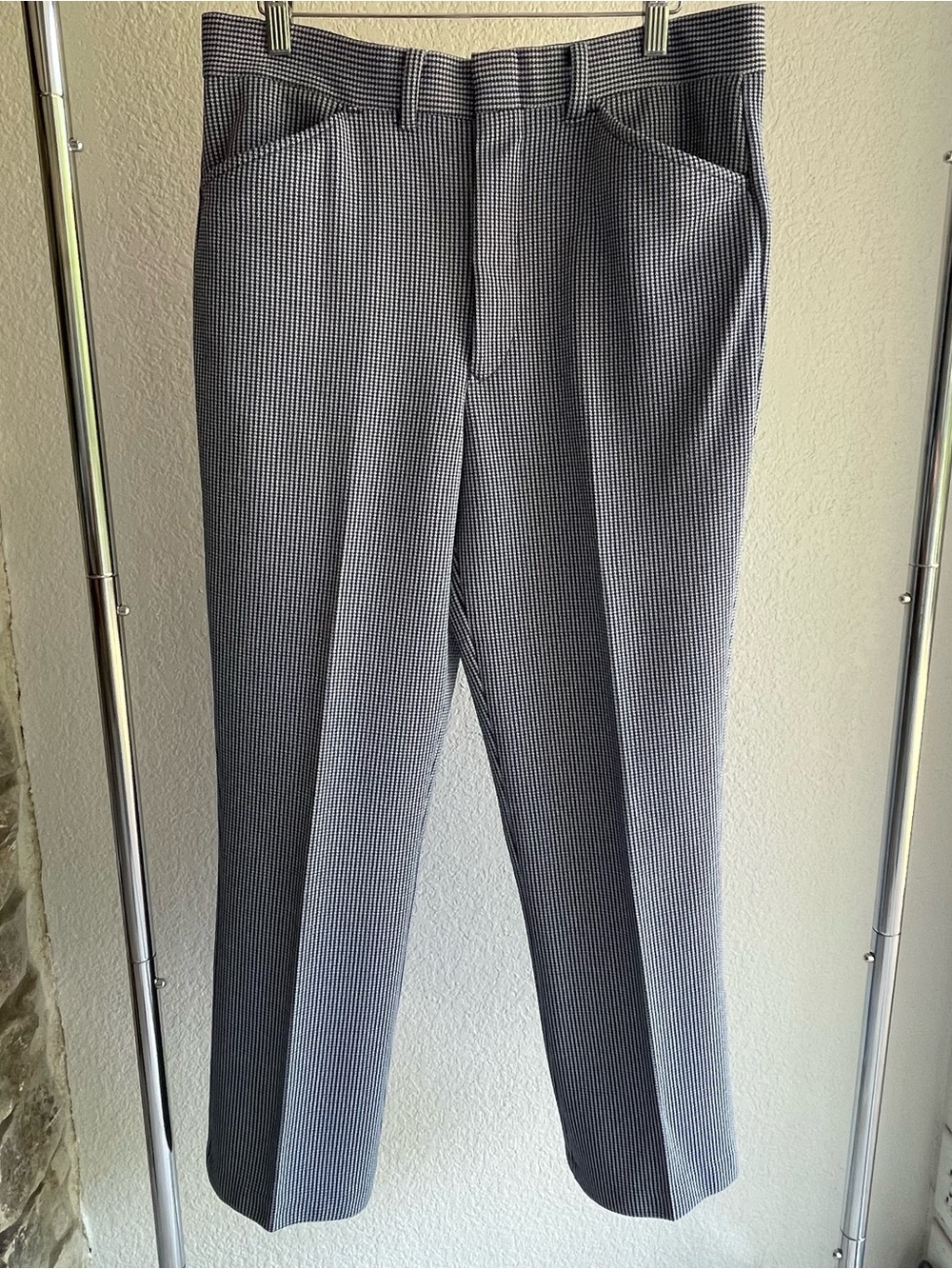 Sears Kings Road double knit blue white houndstooth casual Trousers